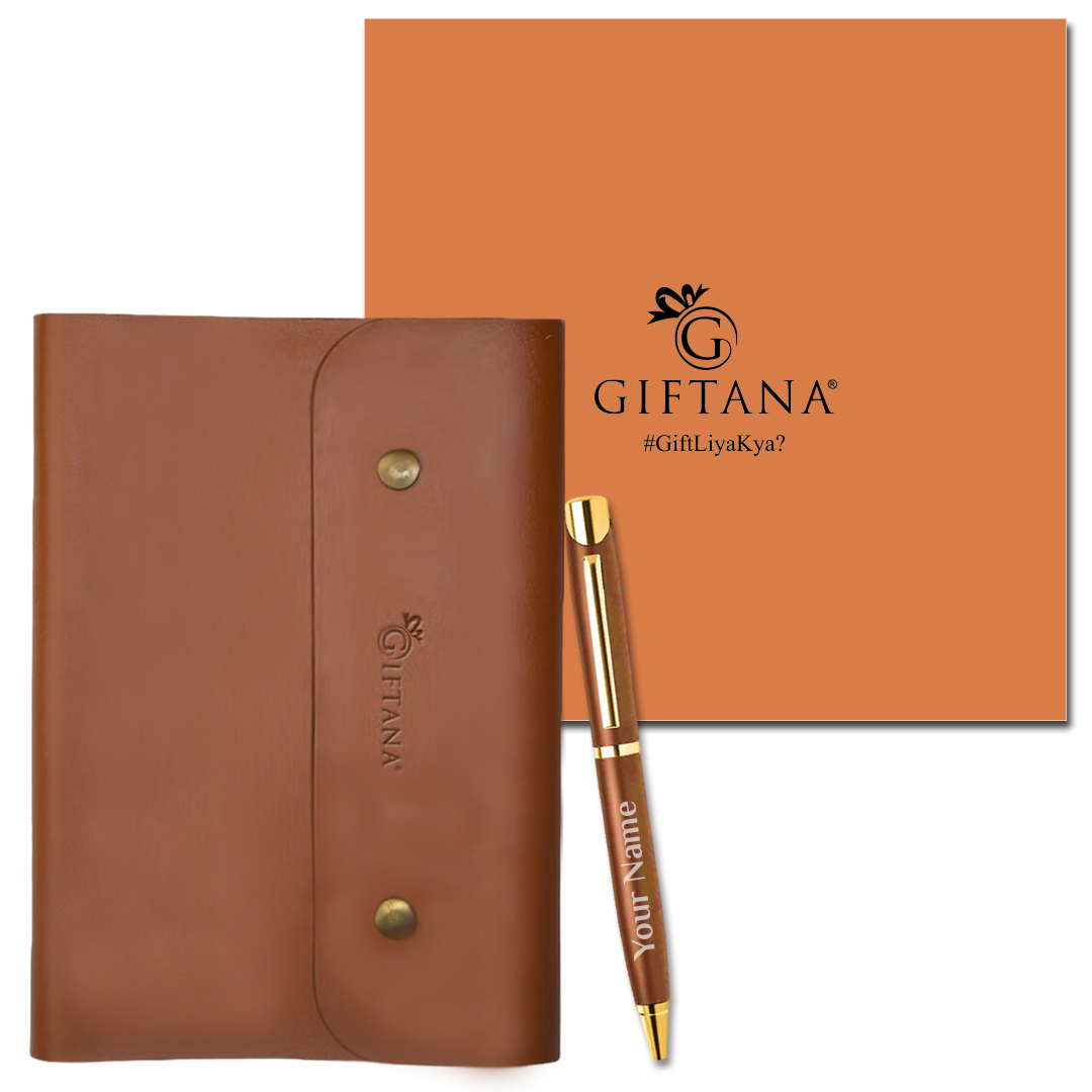 Giftana Button Diary and Pen Gift Set